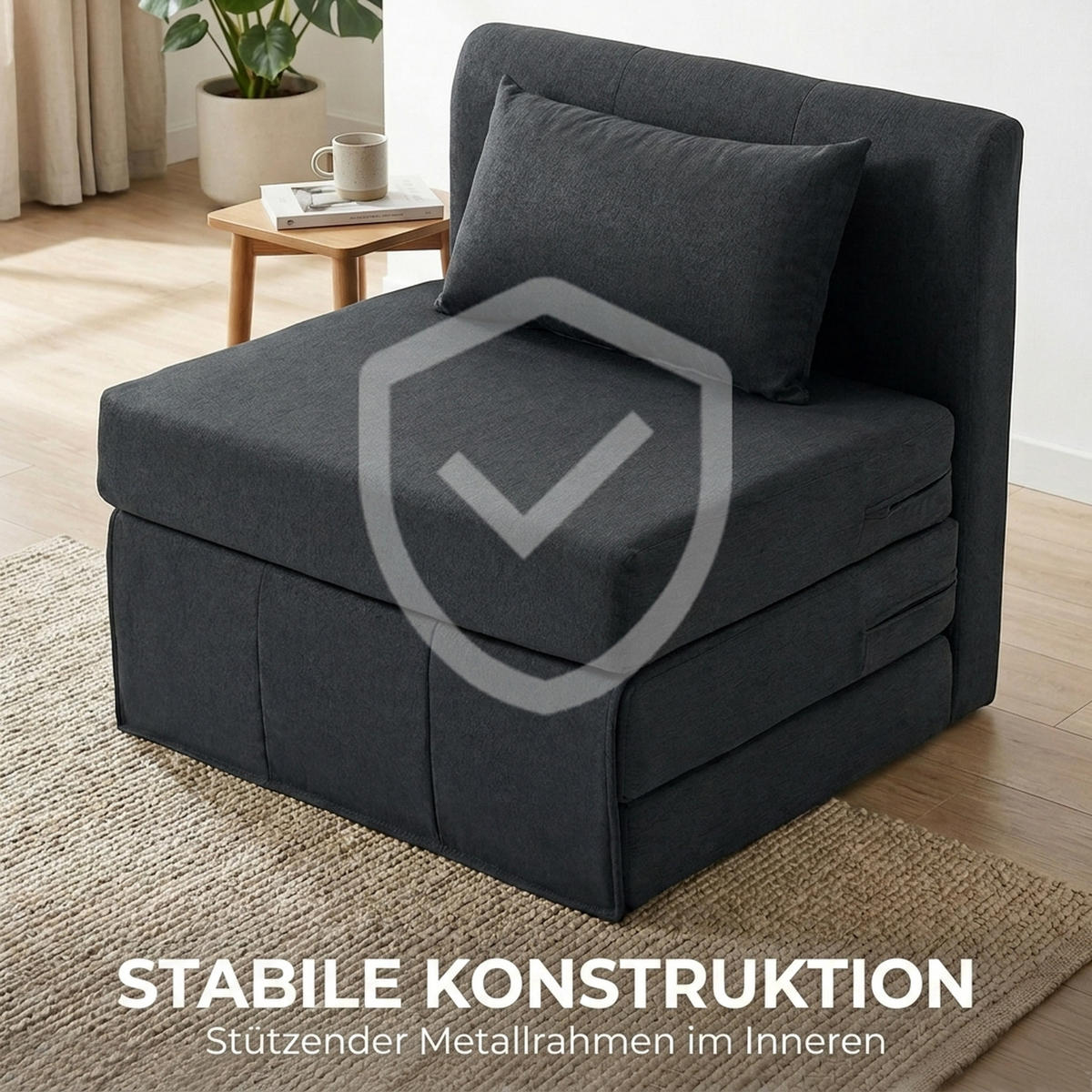 SCHLAFSESSEL Dunkelgrau 80.0/75.0/74.0 cm - Dunkelgrau, Textil (75/74/80cm)