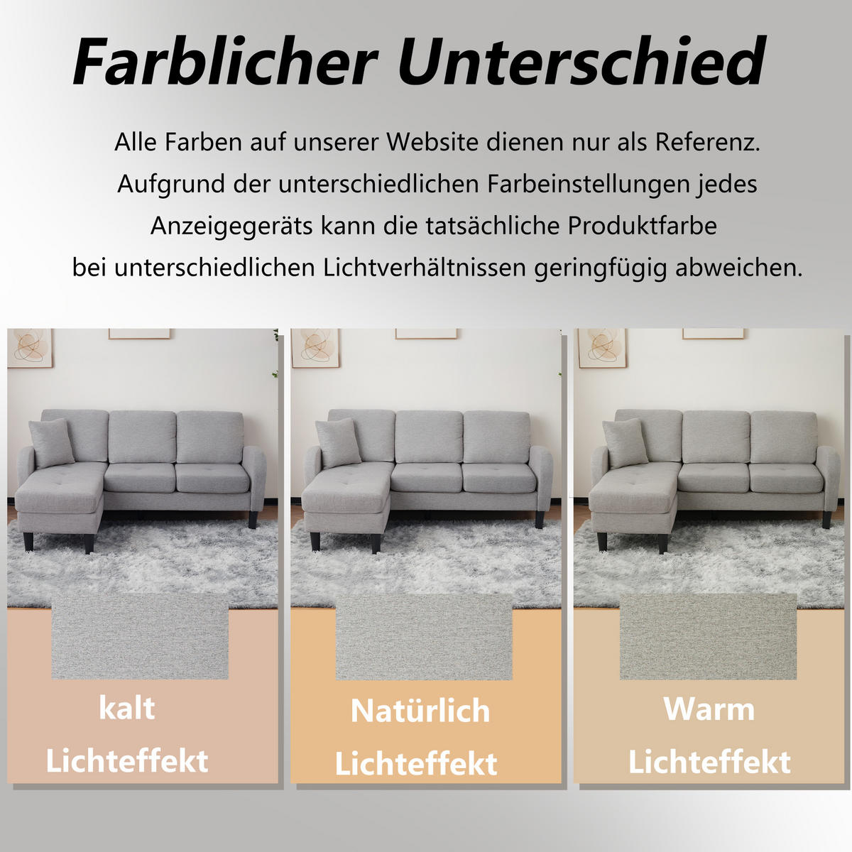 ECKSOFA Baumwoll-Leinen Bezug modular mit Chaiselongue Grau 166/118/77 cm - Grau, Textil (166/118cm) - Redom