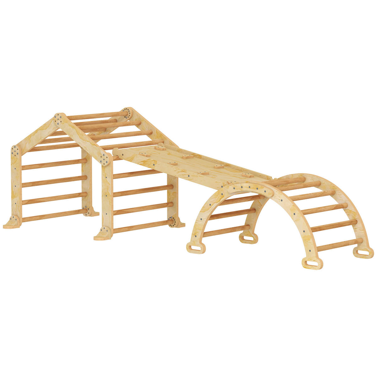 KLETTERGERÜST 9-in-1 DE-09844 Holz - Naturfarben, Holz (52.5/48/100cm) - ComfortXL