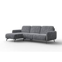 ECKSOFA FEBE 4-Sitzer LINKS, grauer Chenille-Stoff - Schwarz/Grau, Holz/Textil (264/157cm) - Wozimo
