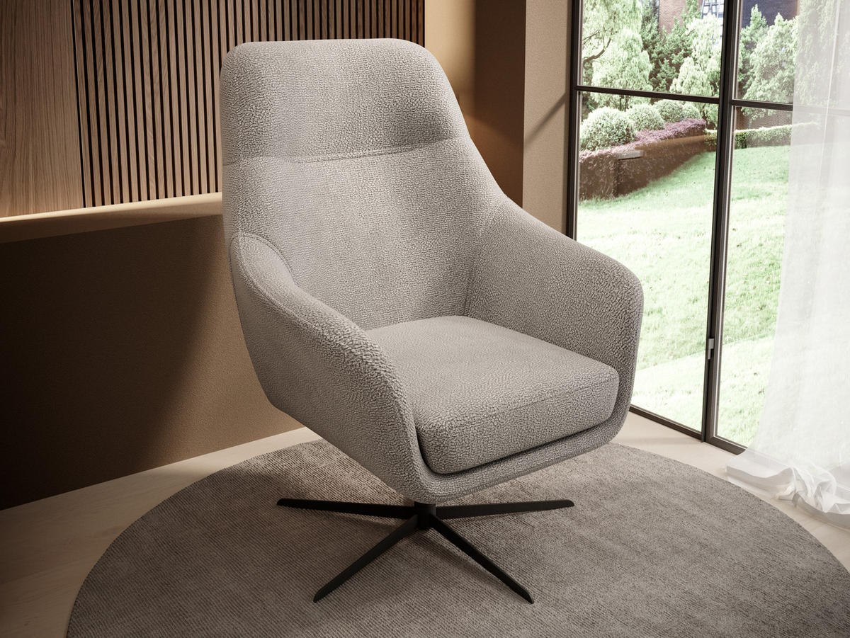 RELAXSESSEL Collection Drehstuhl CUBO – komfortabel, drehbar, modernes Design, 76x97x76 cm, Farbe - Hellgrau/Schwarz, Holz/Textil (76/97/76cm) - DomoHome