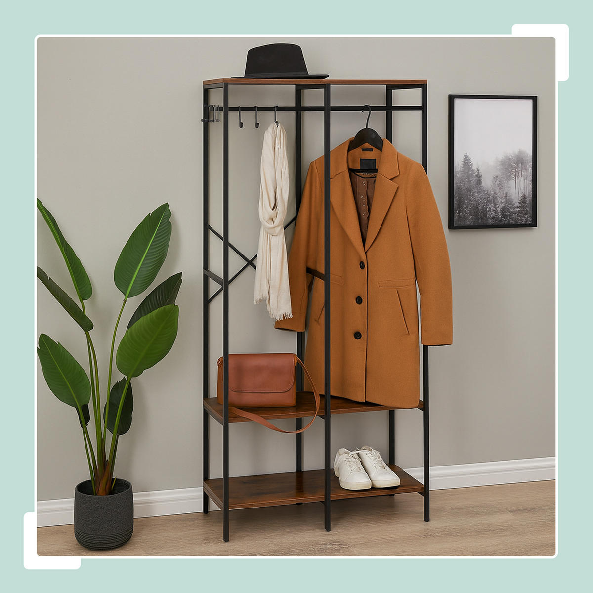 GARDEROBE - Schwarz, Holzwerkstoff/Metall (94.5/180/40cm) - Relaxdays