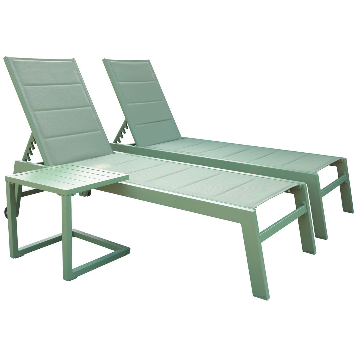 SONNENLIEGEN Barbados Salbeigrün und Salbeigrün 2er-Set - Grün, Metall (61/95/198cm) - Happy Garden