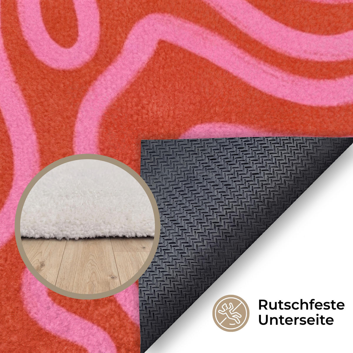 TEPPICH - Rosa - 120x80 cm - Rot, Kunststoff/Textil (120/0.4cm) - OnlyWow