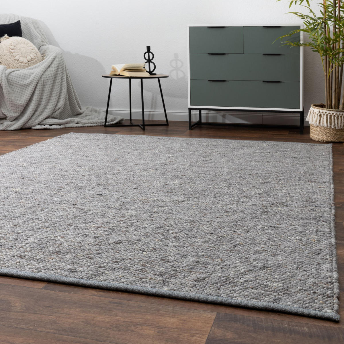 HANDWEBTEPPICH 200/200 cm Benin - Grau, Naturmaterialien (200/240cm) - Steffensmeier
