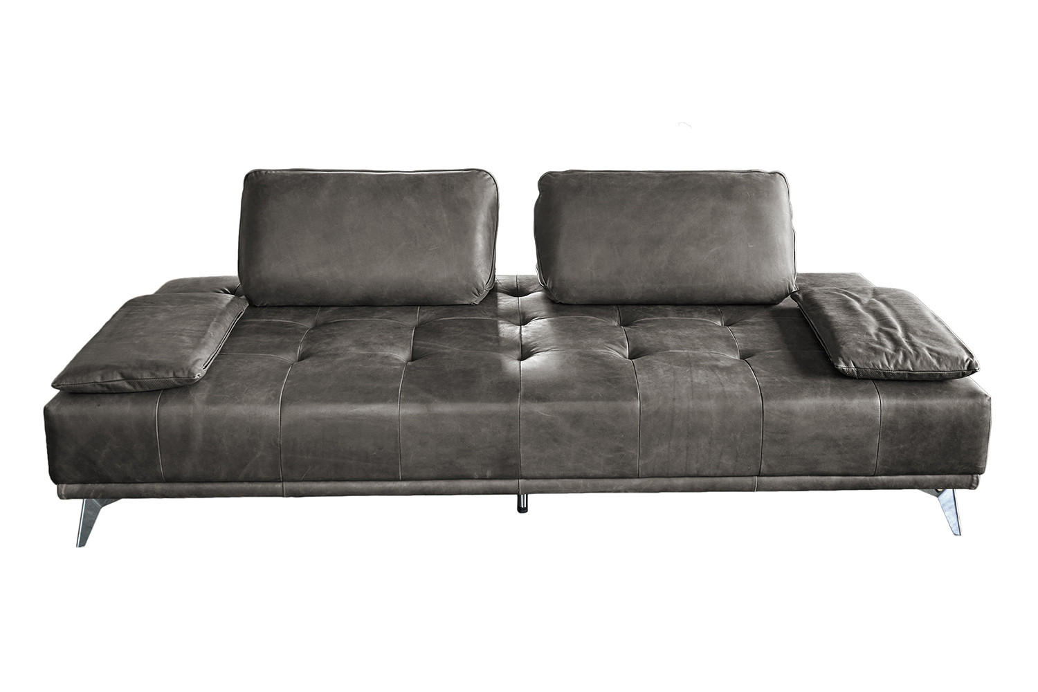 SOFA WIOLO Grau Leder - Silberfarben/Grau, Leder (110/83/240cm) - KAWOLA