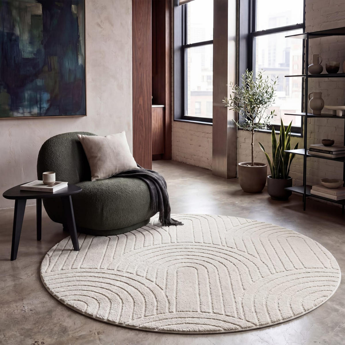HOCHFLORTEPPICH 160/160 cm Tokio 471 - Creme, Kunststoff (160/160cm) - Paco Home