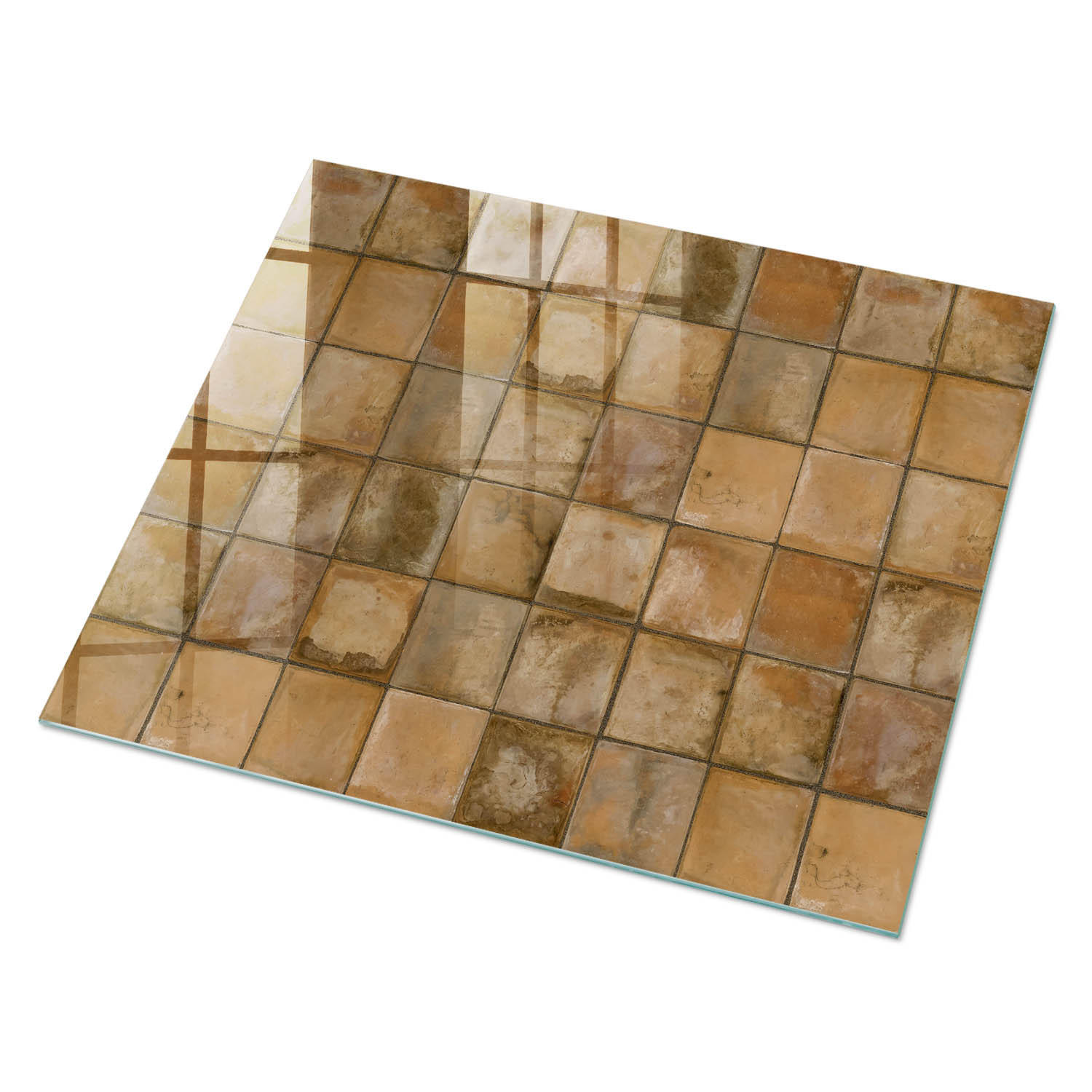 GLASPLATTE 80x60 cm – Rustikale Fliesen - Braun, Glas (0.4/80/60cm) - ArtPrintCave