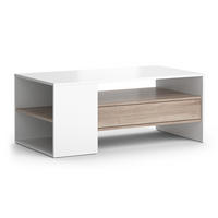 COUCHTISCH Fabien Weiß 110 x 60 cm - Weiß/Sonoma Eiche, Holzwerkstoff (60/110/45.5cm) - Vicco