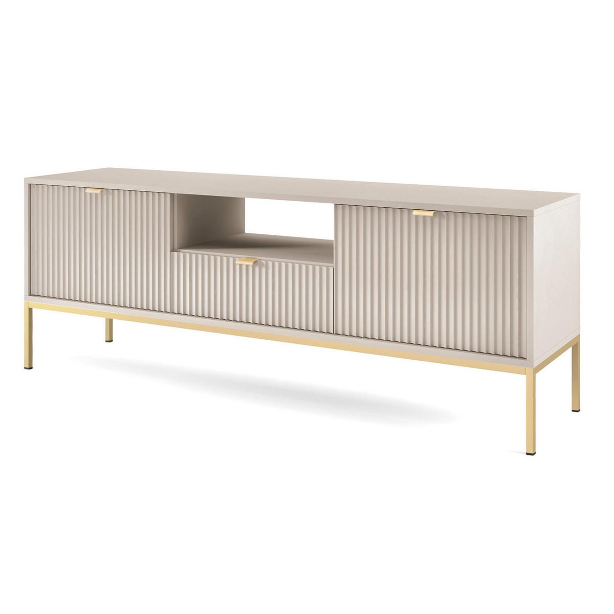 TV-LOWBOARD Vellore Greige / Gold 154 cm - Taupe/Goldfarben, Holzwerkstoff/Metall (154/56/39cm) - Selsey