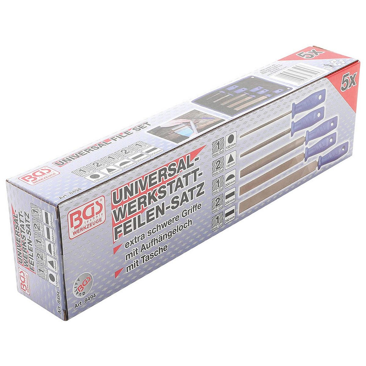 WERKSTATTFEILEN-SATZ, 5-teilig - Multicolor, Kunststoff (380/100/100cm) - BGS technic