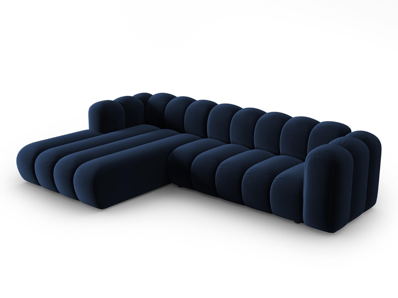 ECKSOFA modular links Lupine aus Samt königsblau 4 Sitzplätze - Dunkelblau, Textil (177/290cm) - Micadoni