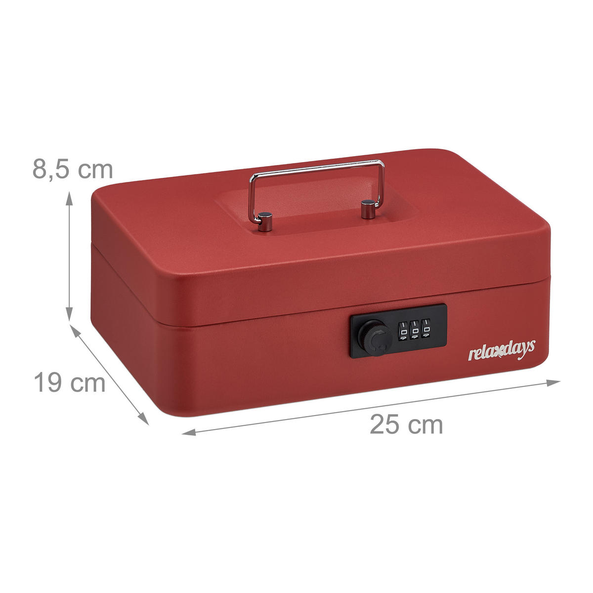 POKLADŇA - červená, kov/plast (25/8.5/19cm) - Relaxdays