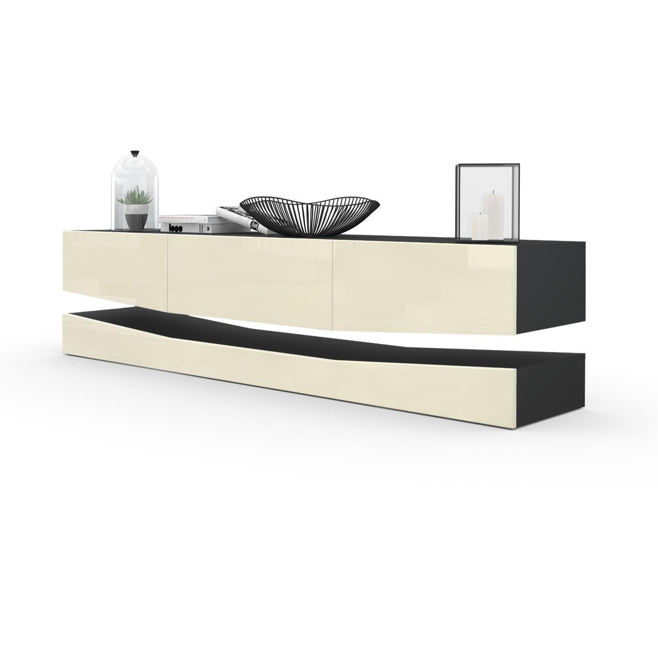 Vladon Lowboard Creme 178x48x39 cm