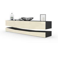 LOWBOARD City Fronten in Creme Hochglanz - Creme, Holzwerkstoff (178/48/39cm) - Vladon