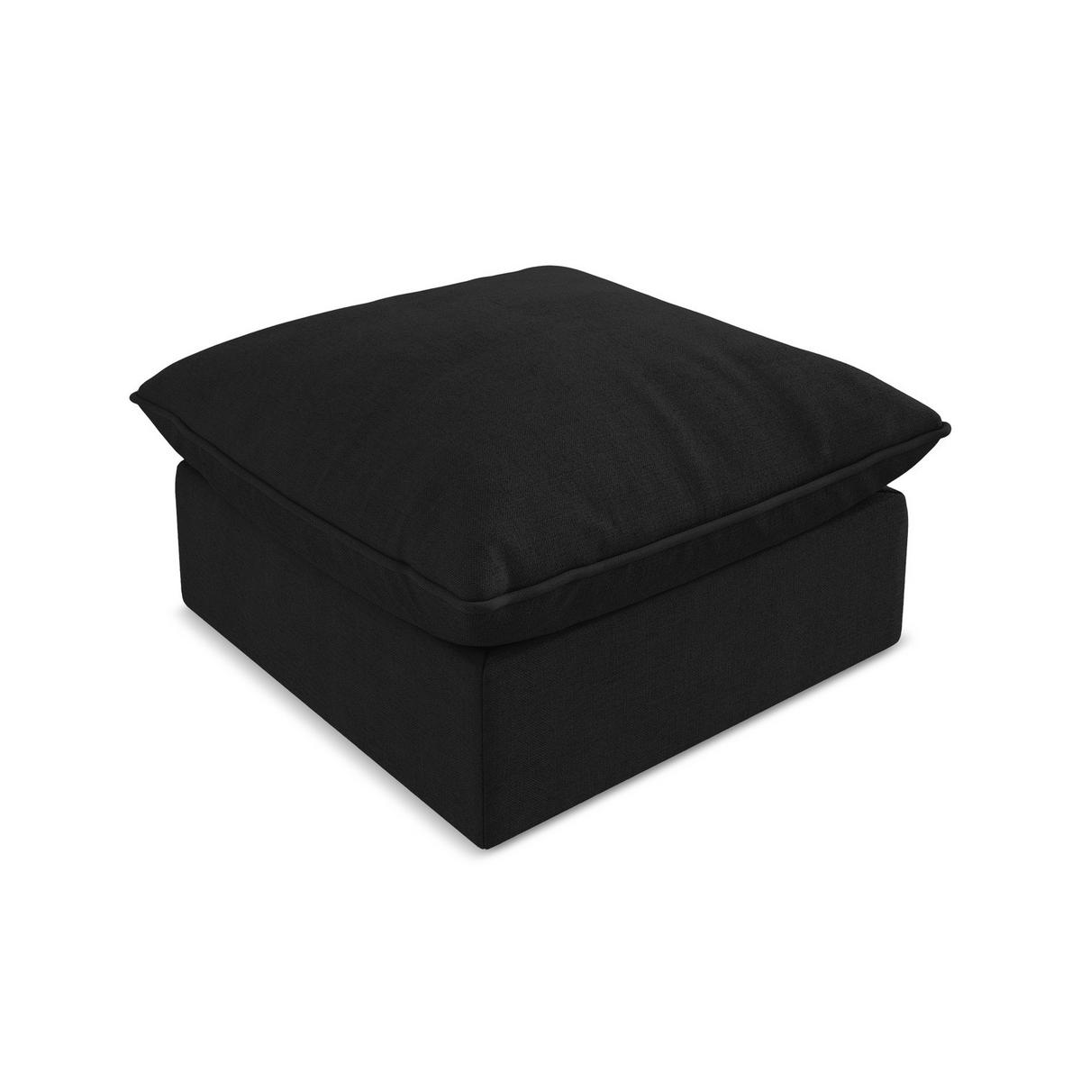 POUF Strukturstoff Schwarz - Schwarz, Holzwerkstoff/Kunststoff (75/45/75cm) - LaMiaSofa