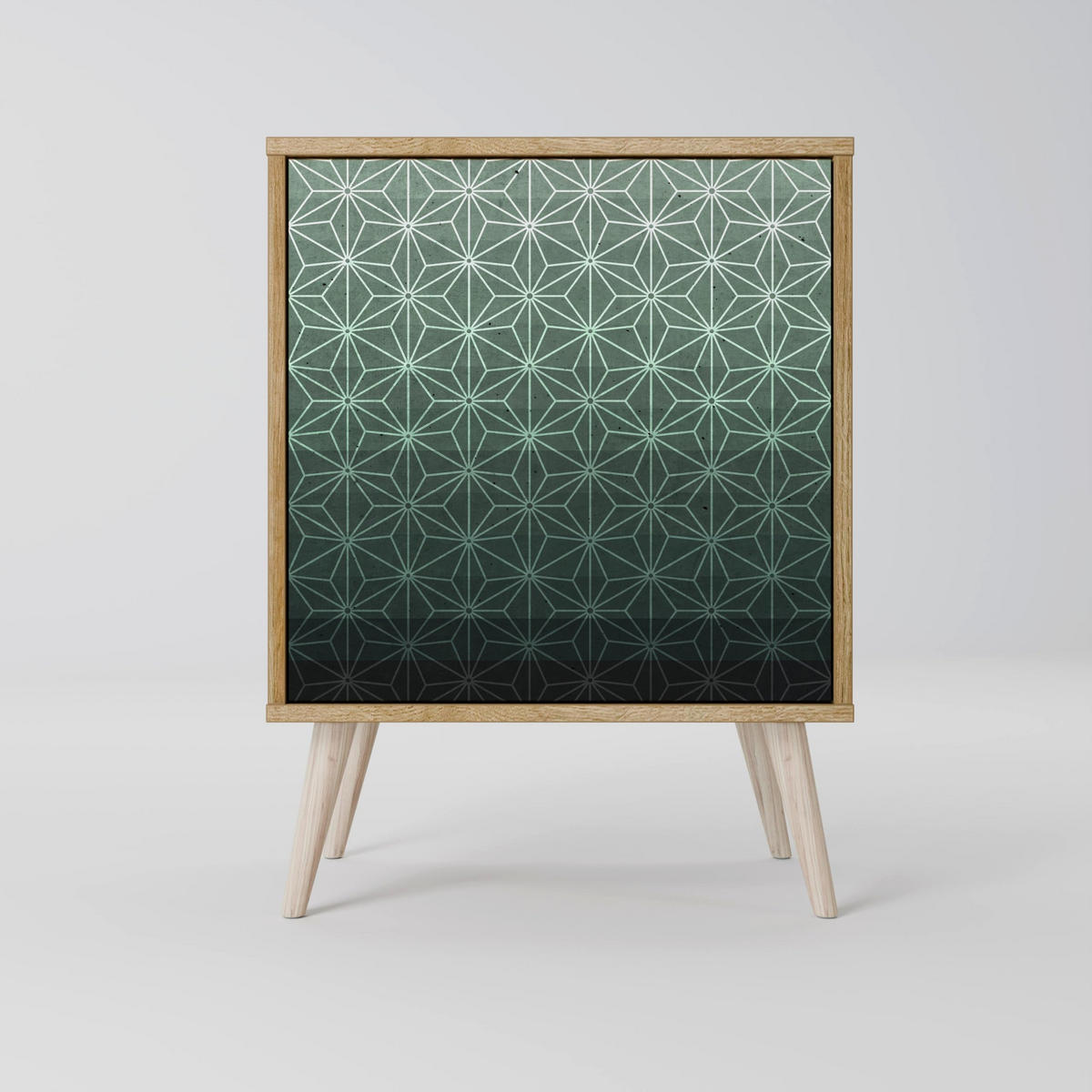 SIDEBOARD ORNAMENTAL GLIMMER, Grau, 57,5x42x77,5 cm, Schräge Buchenholzfüße - Buchefarben/Multicolor, Holzwerkstoff/Buchenholz (57.5/77.5/42cm) - SpaceRebels