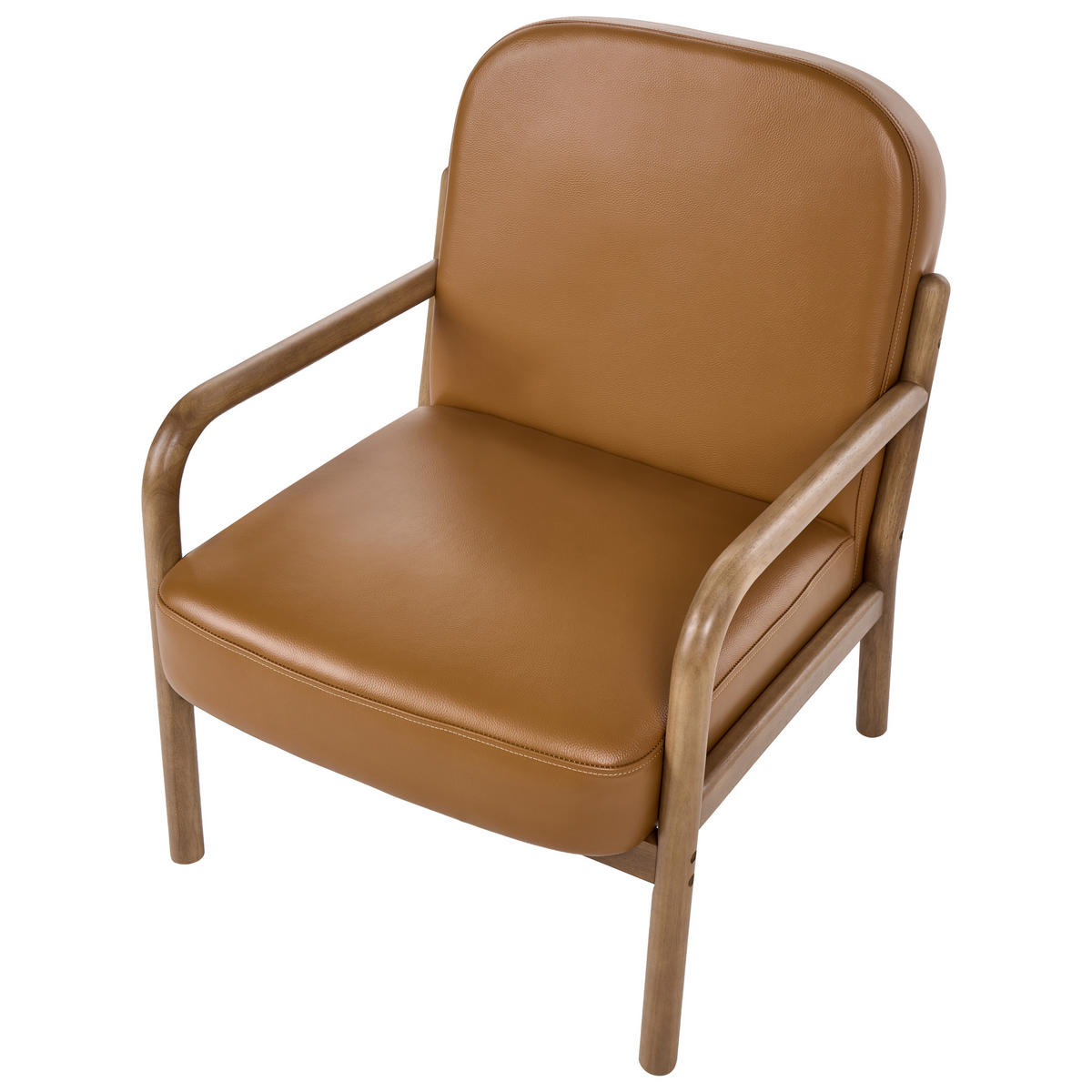 SESSEL Echtleder Goldbraun Selde - Weiß/Braun, Fell (67/82/82cm) - Beliani