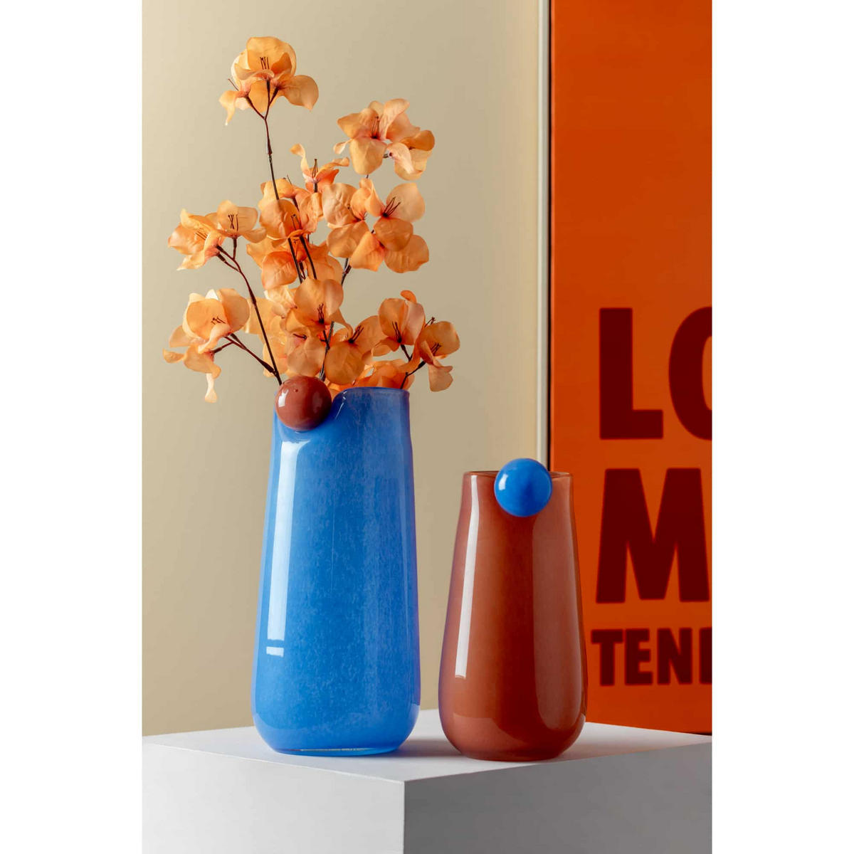 VASE Bolita Large Blau 16/16/32 cm - Blau, Glas (16/32cm) - Present Time