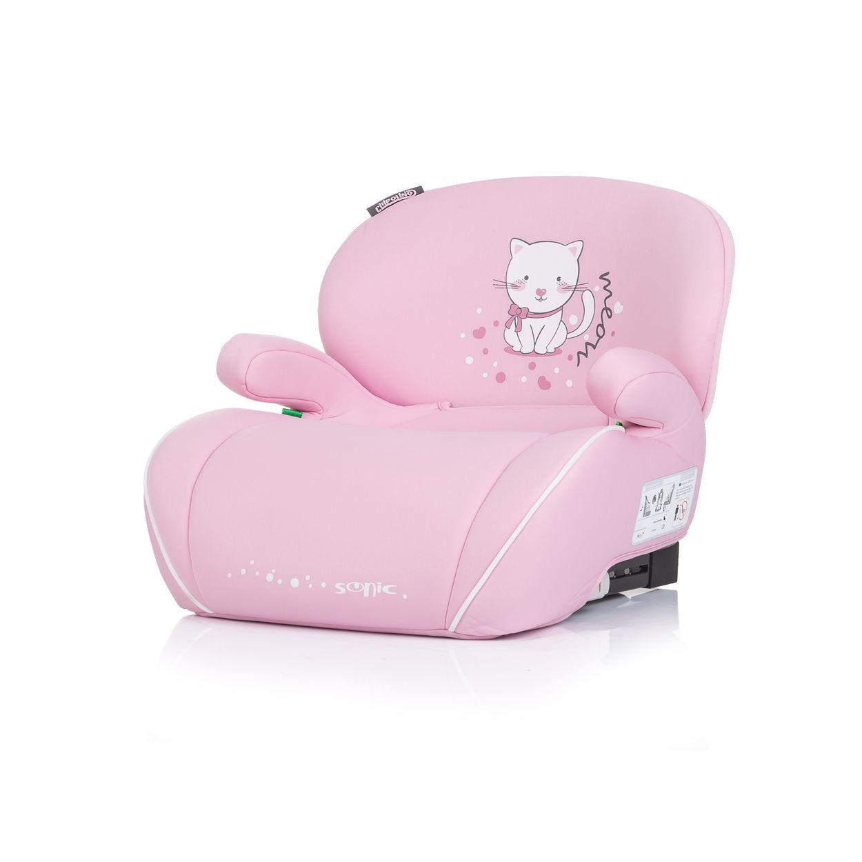 SITZERHÖHUNG Sonic rosa weiß Isofix, i-Size, 125-150 cm, Armlehne - Rosa, Kunststoff (44/38/49cm) - Chipolino