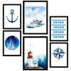 POSTER Set Mit 6 Dekoratives, Blatt Mit Marineblauer A3 & A4 Schwarzer Rahmen - Schwarz, Papier (29/3cm) - Nacnic