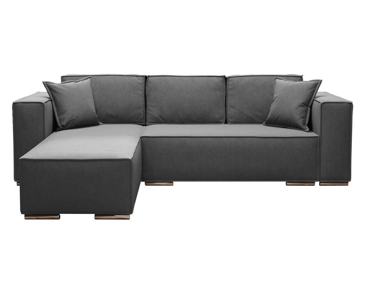 ECKSOFA L Form Vinoria Grau 255/180/82 cm Links mit Schlaffunktion - Chromfarben/Dunkelgrau, Textil/Metall (180/255cm) - AX Living