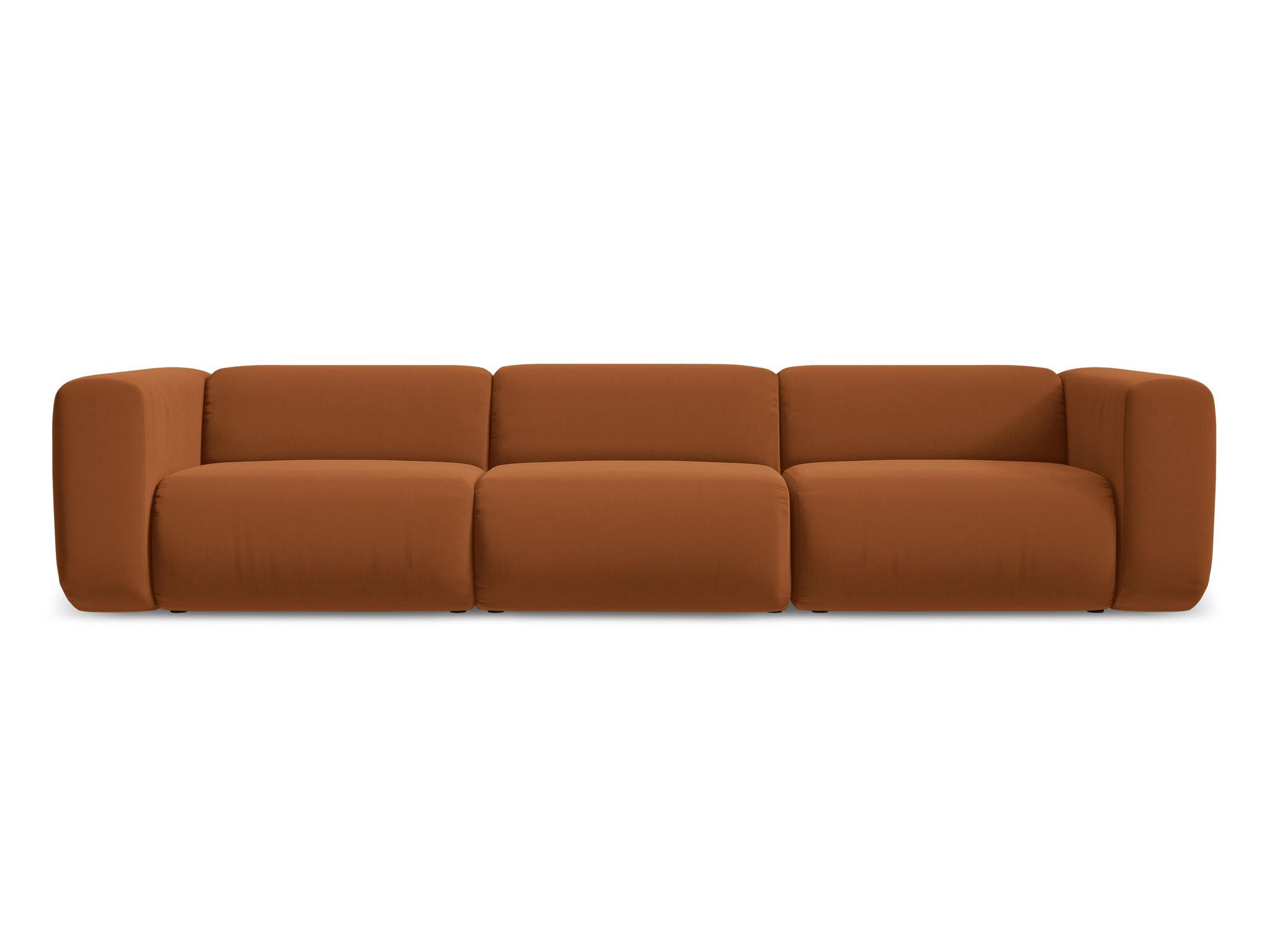 4-SITZER-SOFA Samt Stoff Orange - Terra cotta/Schwarz, Kunststoff/Textil (319/70/89cm) - Makamii
