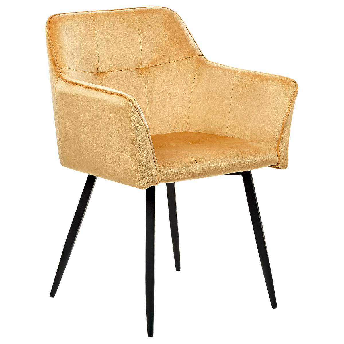 ESSZIMMERSTUHL 2er-Set Samtstoff Gelb Jasmin - Gelb, Textil/Metall (60/84/49cm) - Beliani