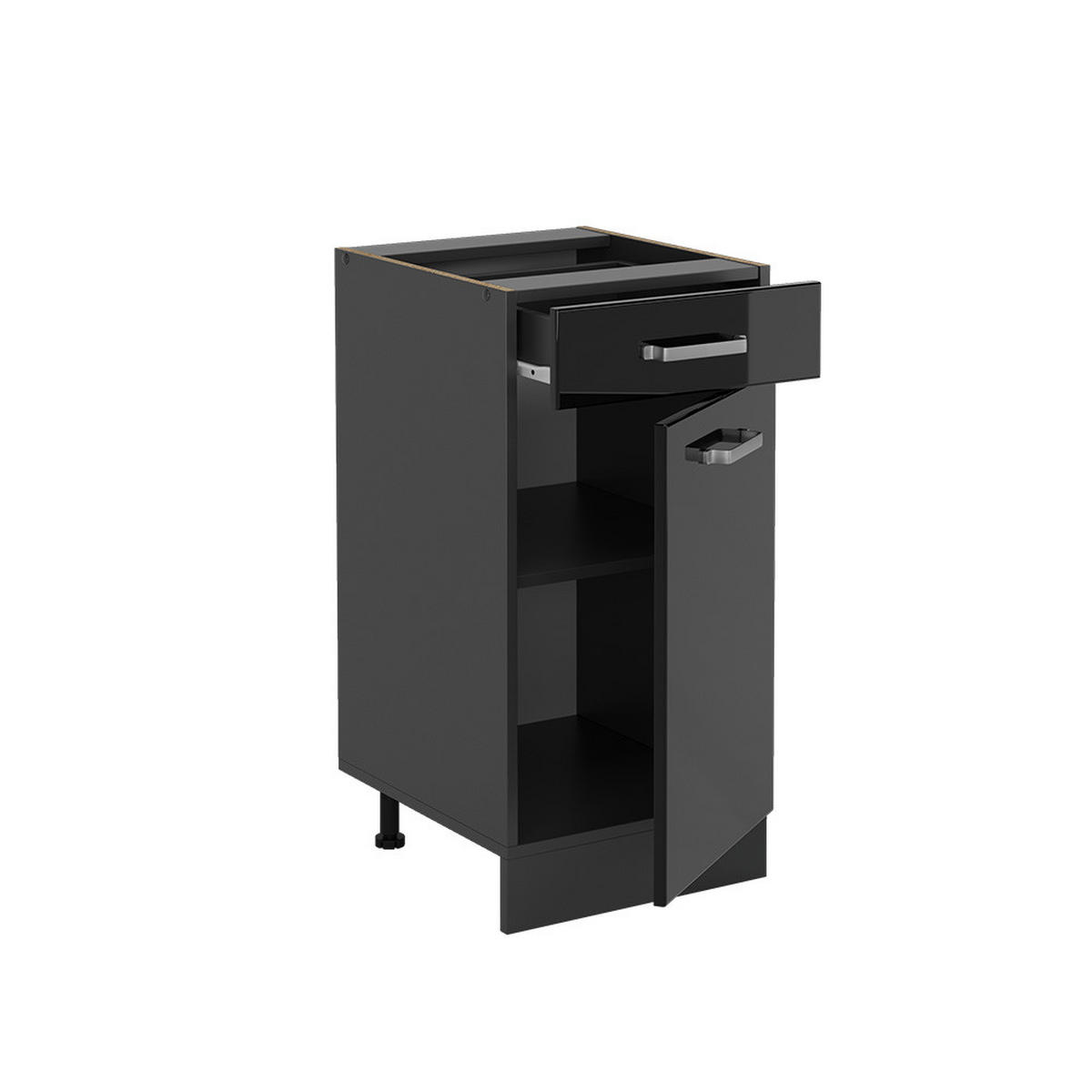 KÜCHENUNTERSCHRANK R-Line Schwarz Hochglanz 40 cm ohne AP - Schwarz Hochglanz/Anthrazit, Holzwerkstoff (40/81.6/46cm) - Vicco