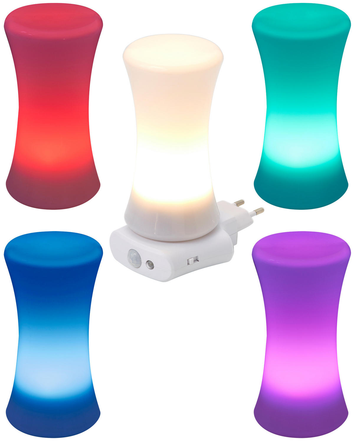 LED-NACHTLICHT - spritzwasserfest mit Bewegungsmelder und Induktionsladung für Innen- und Außenbereich, 2er-Set - Weiß, Kunststoff (7/12.8/16.5cm) - Northpoint