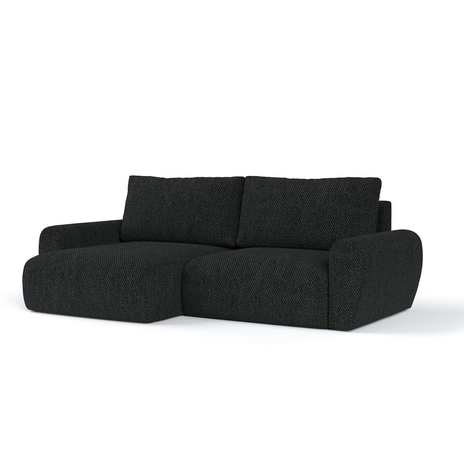 ECKSOFA OMARI mit Schlaffunktion Schwarz im Neve Stoff - Schwarz, Holz/Holzwerkstoff (253/153cm) - AltaBeds