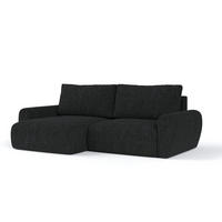 ECKSOFA OMARI mit Schlaffunktion Schwarz im Neve Stoff - Schwarz, Holz/Holzwerkstoff (253/153cm) - AltaBeds