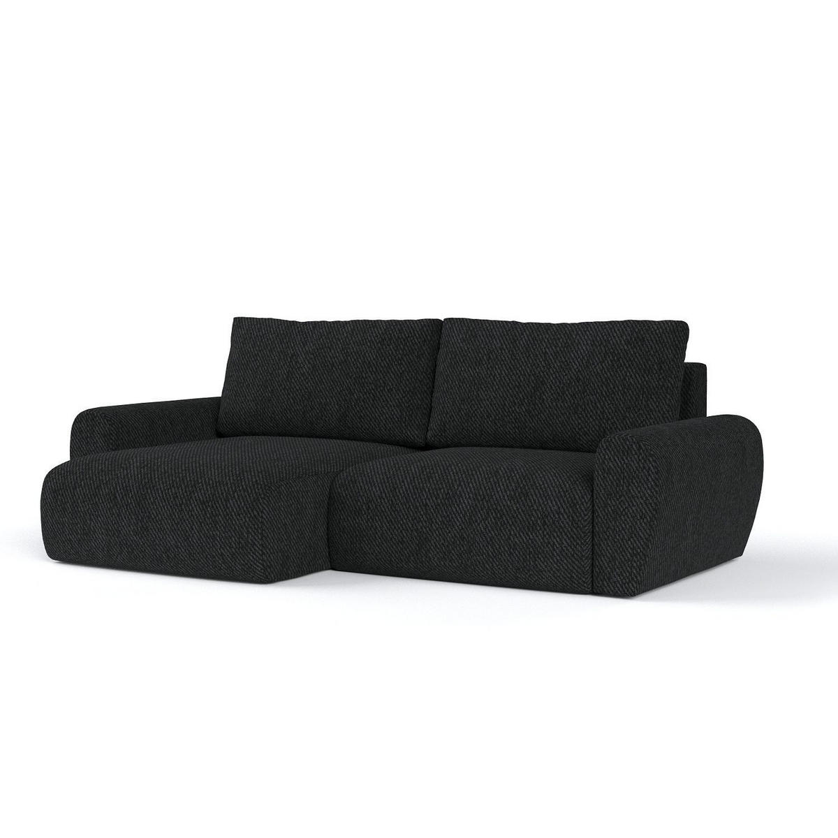ECKSOFA OMARI mit Schlaffunktion Schwarz im Neve Stoff - Schwarz, Holz/Holzwerkstoff (253/153cm) - AltaBeds