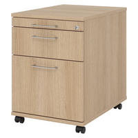 ROLLCONTAINER - mit Hängeregistratur 58/42,8/59 cm in Eichefarben Bügelgriff (Metall) - Eichefarben, Holzwerkstoff (42.8/59/58cm) - bümö