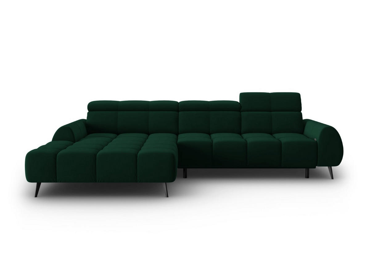 ELEKTRISCHES-ECKSOFA links Alyse aus Samt flaschengrün 5 Sitzplätze - Grün, Textil (188/295cm) - Micadoni