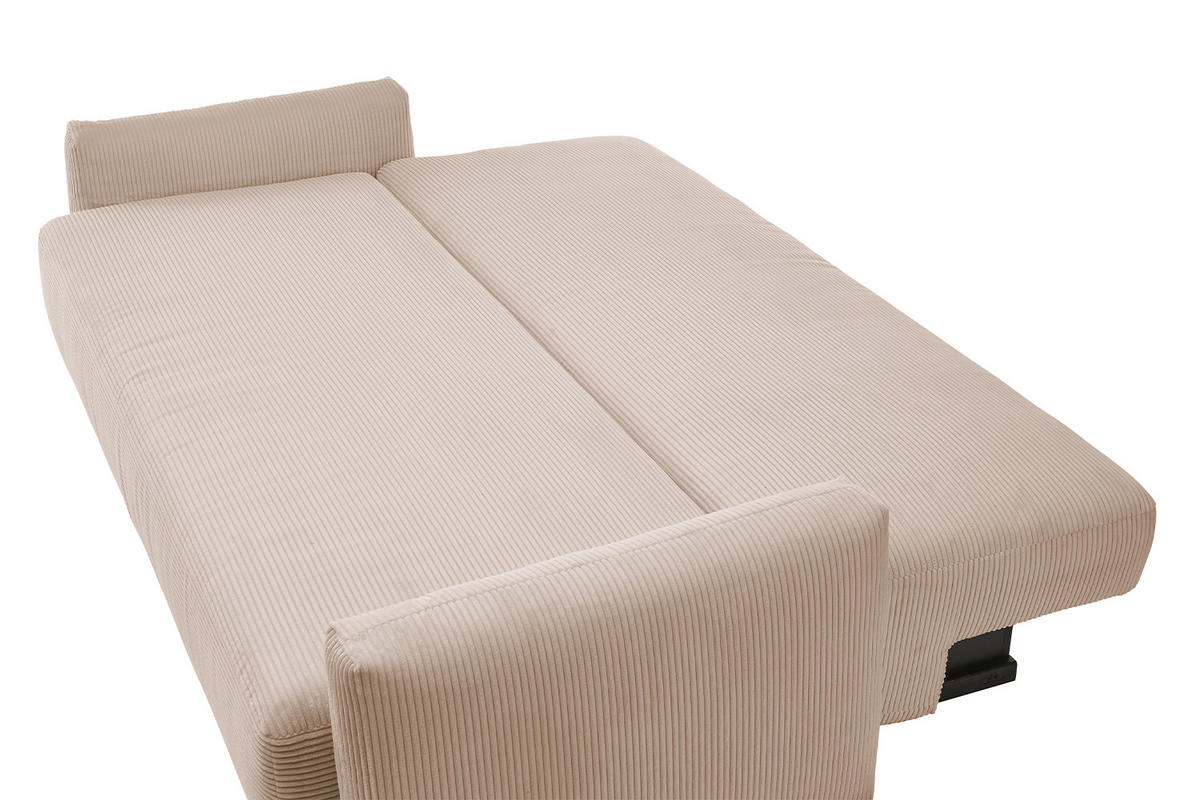 SCHLAFSOFA NEO Taupe Cord - Taupe/Schwarz, Kunststoff/Textil (233/75/108cm) - KAWOLA