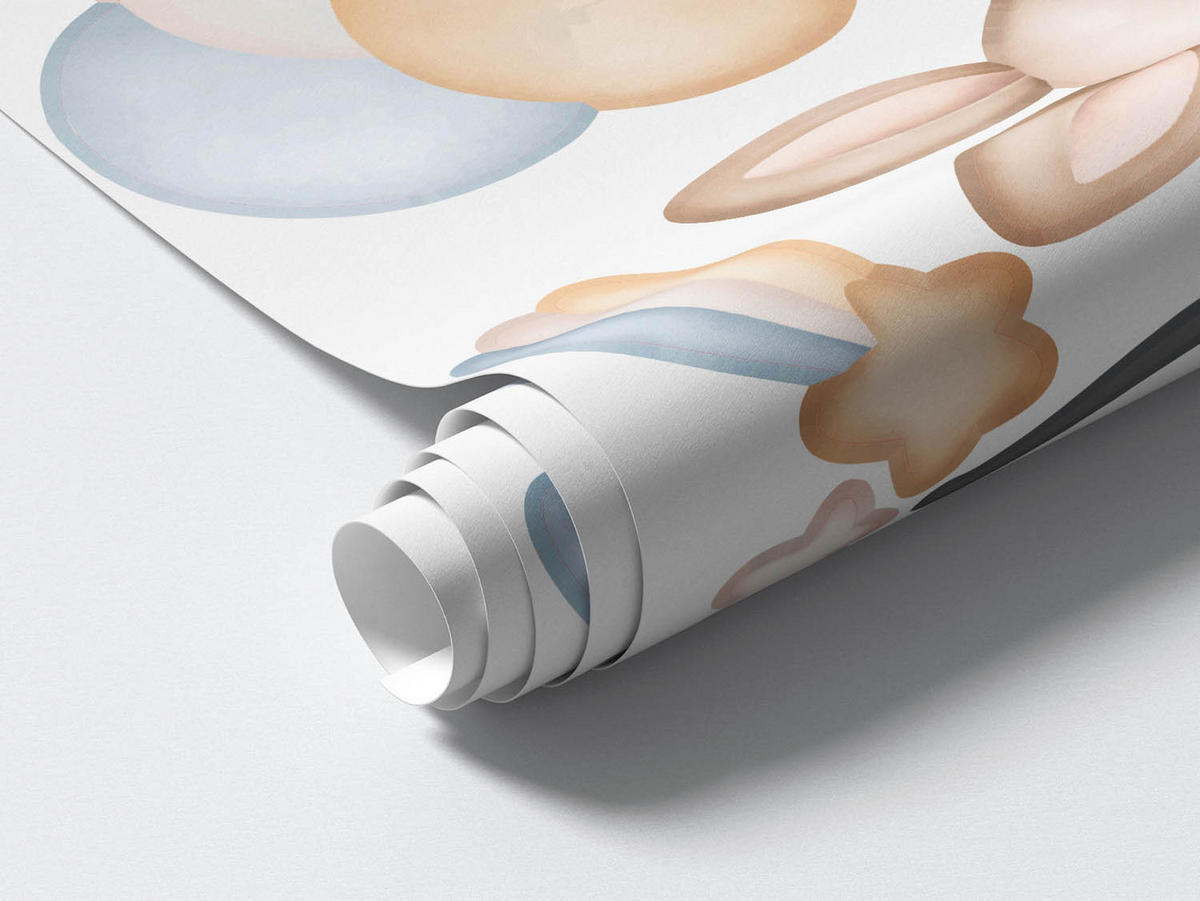 WANDAUFKLEBER 130x114cm - Hasenland - Multicolor, Kunststoff (130/114/0.1cm) - Wallfluent