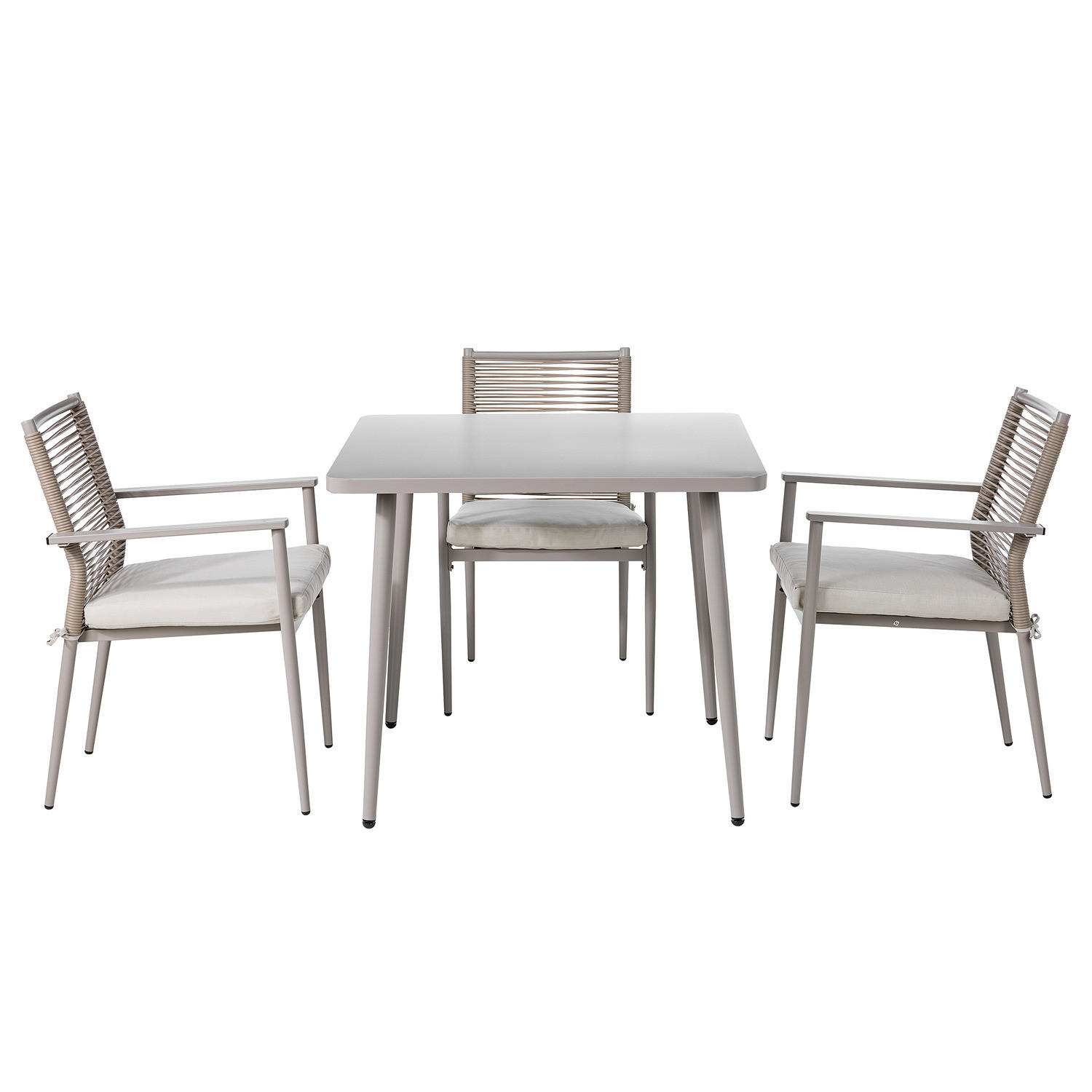 GARTENESSGRUPPE - Stahl / Polyrattan - Beige - 5-teilig - Beige, Naturmaterialien/Textil - home24