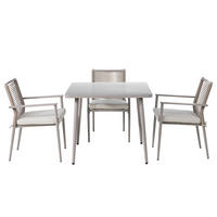 GARTENESSGRUPPE - Stahl / Polyrattan - Beige - 5-teilig - Beige, Naturmaterialien/Textil - home24