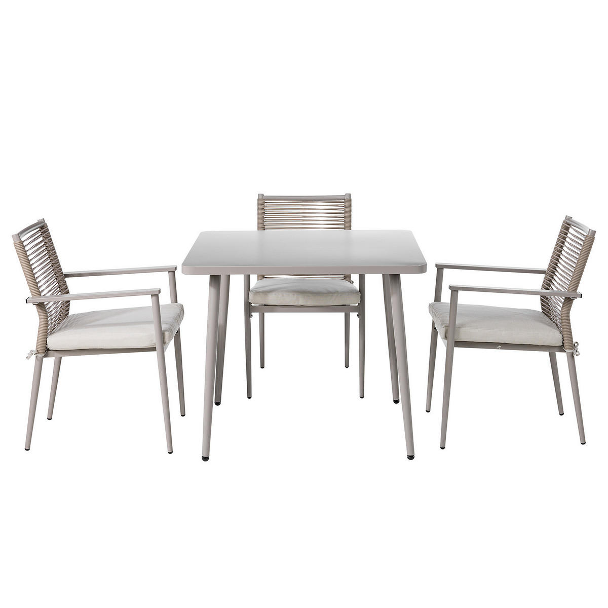 GARTENESSGRUPPE - Stahl / Polyrattan - Beige - 5-teilig - Beige, Naturmaterialien/Textil - home24