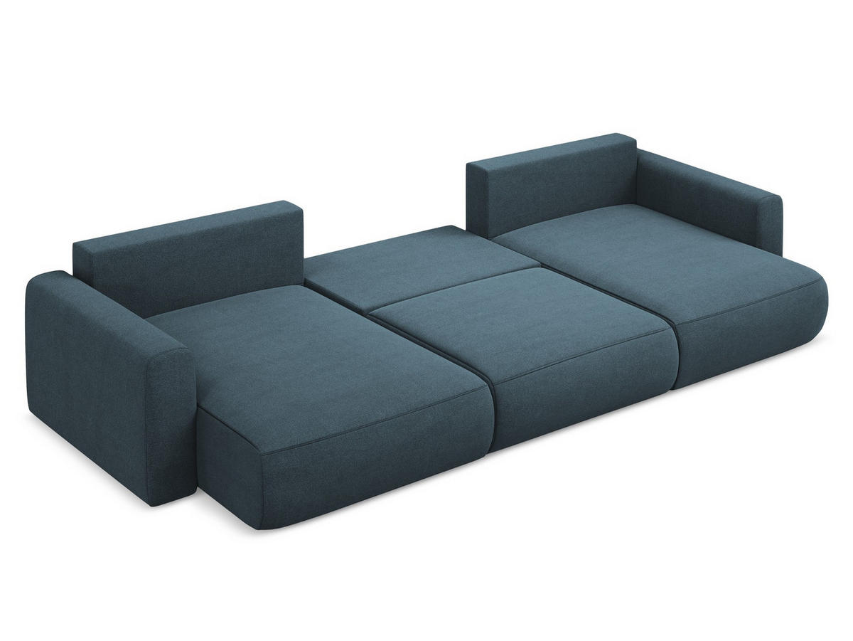 WOHNLANDSCHAFT Samt Stoff Grün - Dunkelgrün/Schwarz, Kunststoff/Textil (370/74/170cm) - Makamii