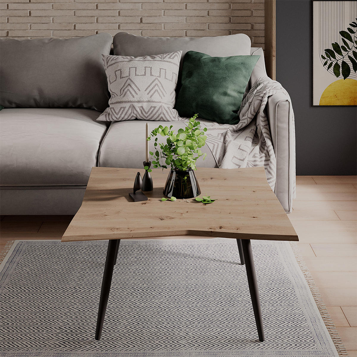 COUCHTISCH Yan Artisan 80 x 80 cm - Hellgrau, Holzwerkstoff (80/80/40cm) - Vicco