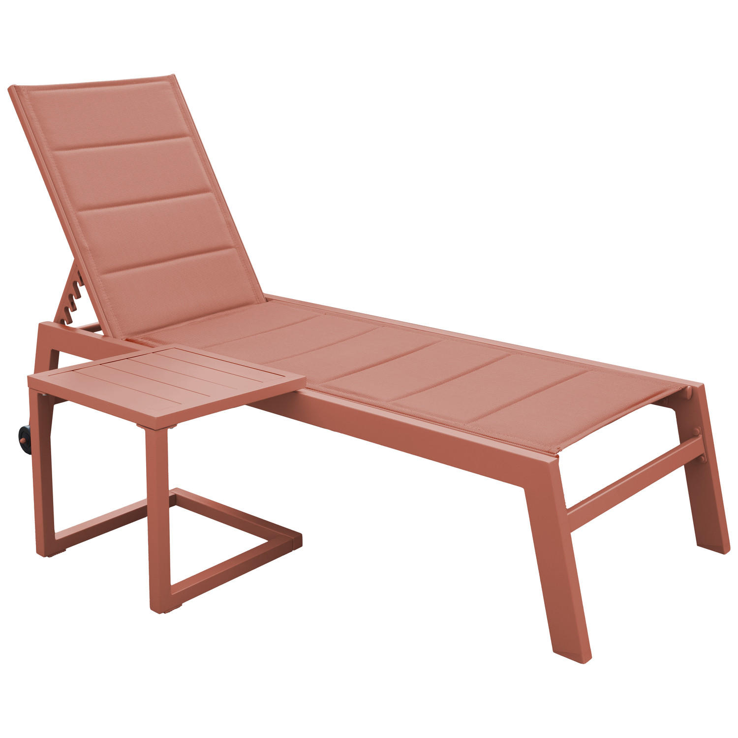 SONNENLIEGE mit Tisch Barbados Terracotta - Orange, Metall (61/95/198cm) - Happy Garden