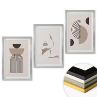 WANDBILDER 3er Set - 40x60 cm Silberner Rahmen - Abstrakte Formen und Gesicht - Silberfarben, Kunststoff (40/60cm) - ArtPrintCave