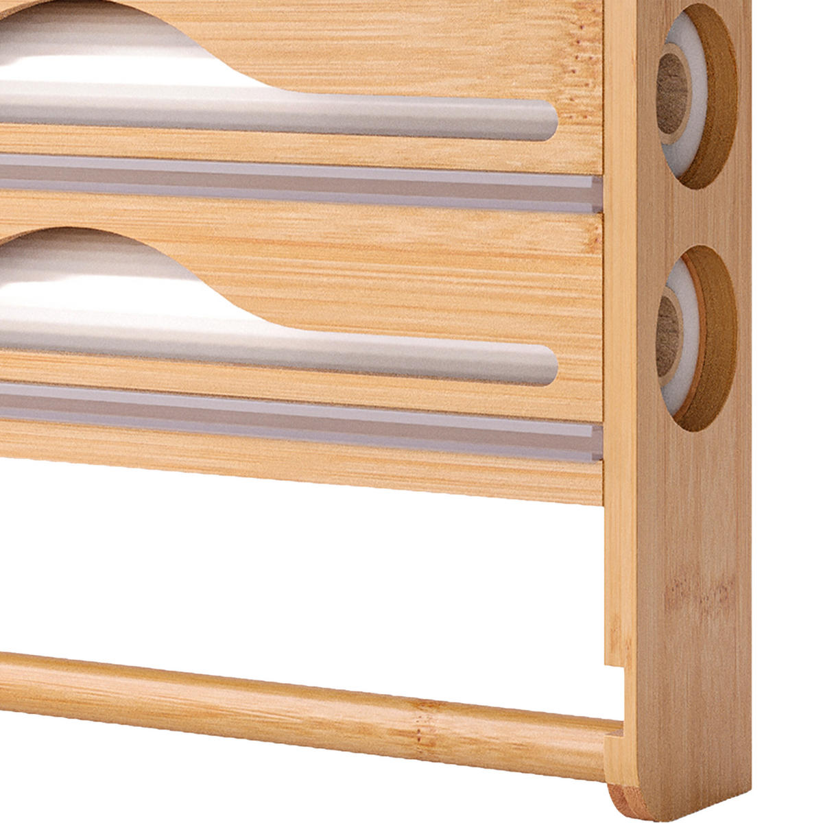 WANDROLLENHALTER - Hellbraun, Holz/Kunststoff (35.5/30/7cm) - Relaxdays