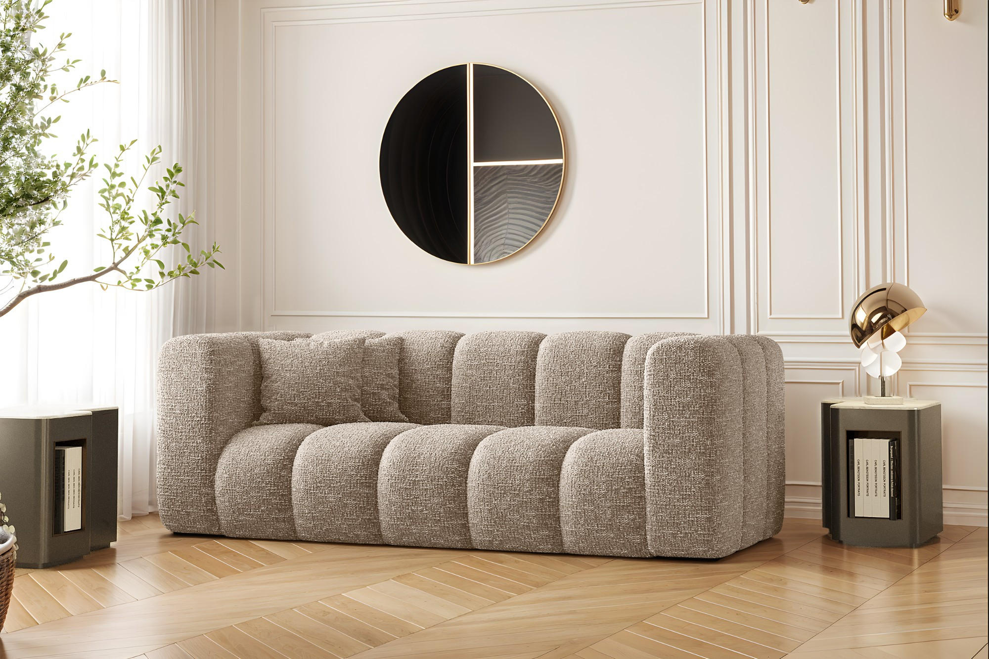 COUCH Sofa, Zweisitzer-Sofa Grand Modular Stoff Haga Beige - Beige, Holz (197/70/91cm) - Kaiser Möbel