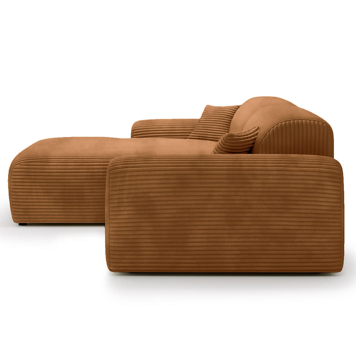 ECKSOFA mit Longchair - Cord - Schwarz/Braun, Kunststoff/Textil (284/178cm) - home24