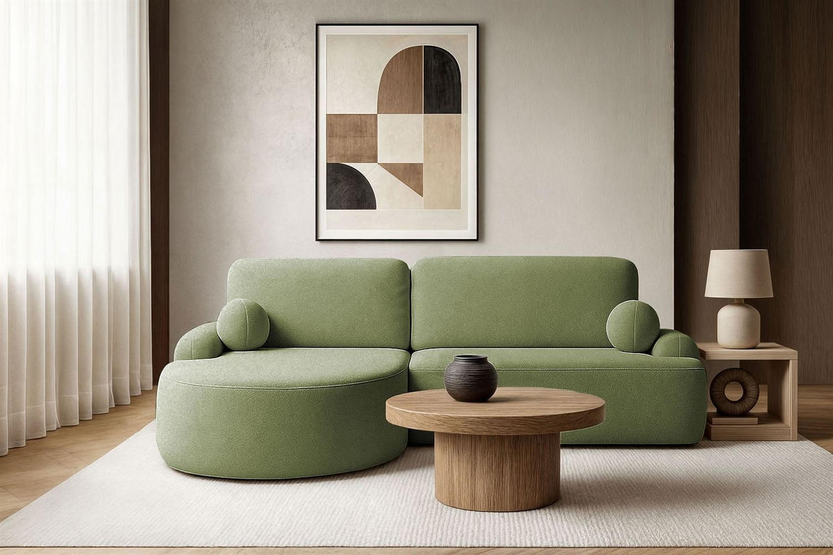 ECKSOFA CLEO mit Schlaffunktion Version Linke QUELLE 38 - Grün, Kunststoff (264/172cm) - Lookway