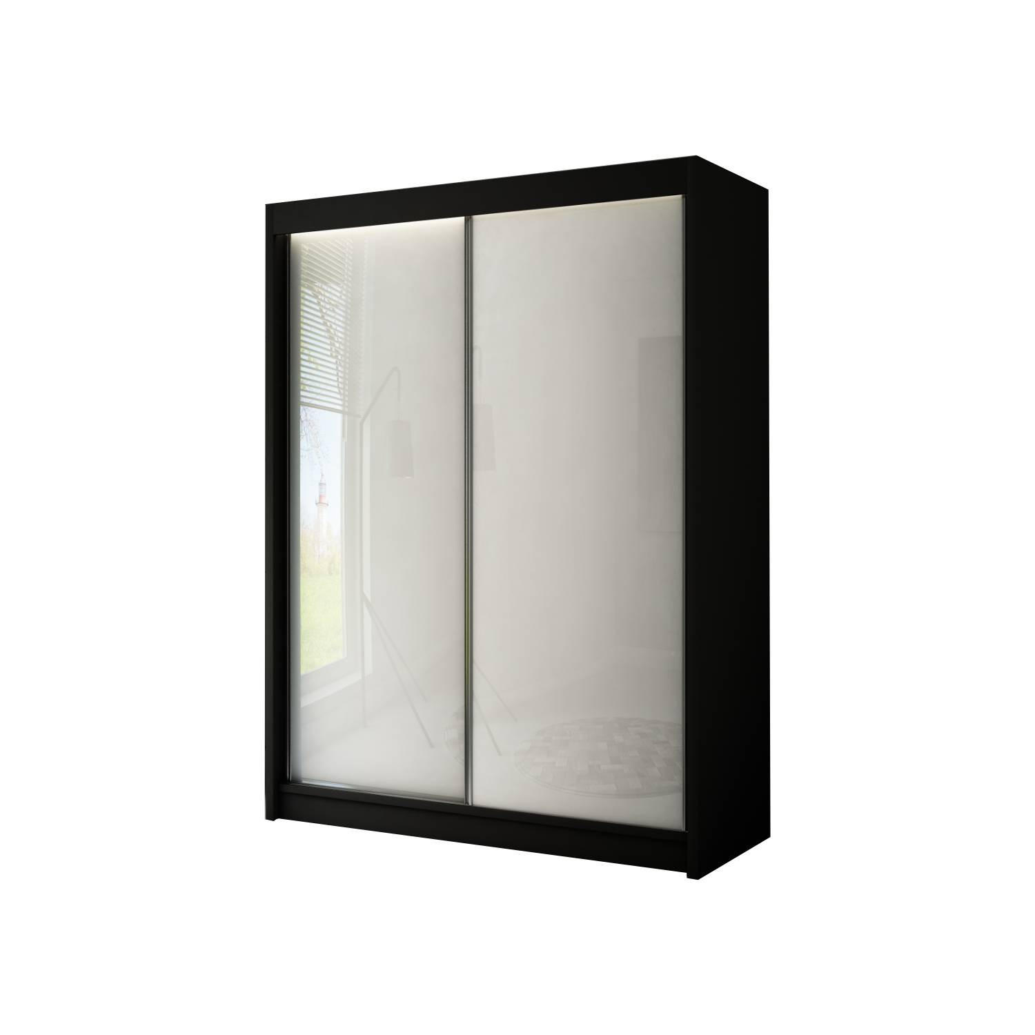 Meblini Schiebetürenschrank Schwarz, Weiß 120x215x61 cm