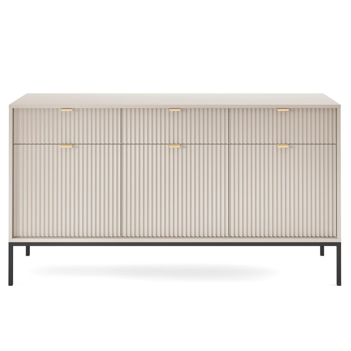 SIDEBOARD STELLARE 154/83/39cm mit 3 Schubladen 3 Türen Kaschmir - Kaschmir/Goldfarben, Holzwerkstoff (154/83/39cm) - MASSENO